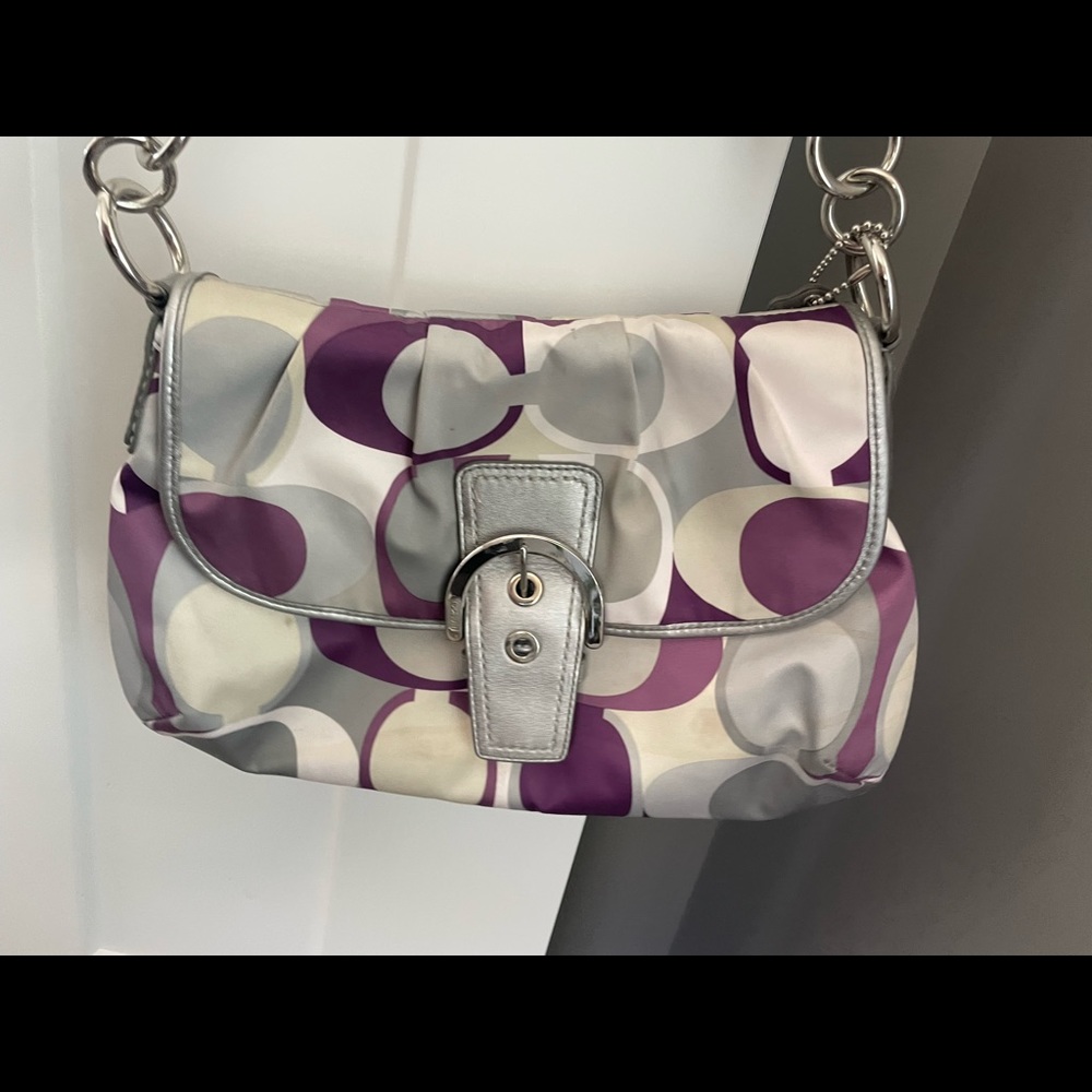 Coach shoulder bag cloth with silver accents